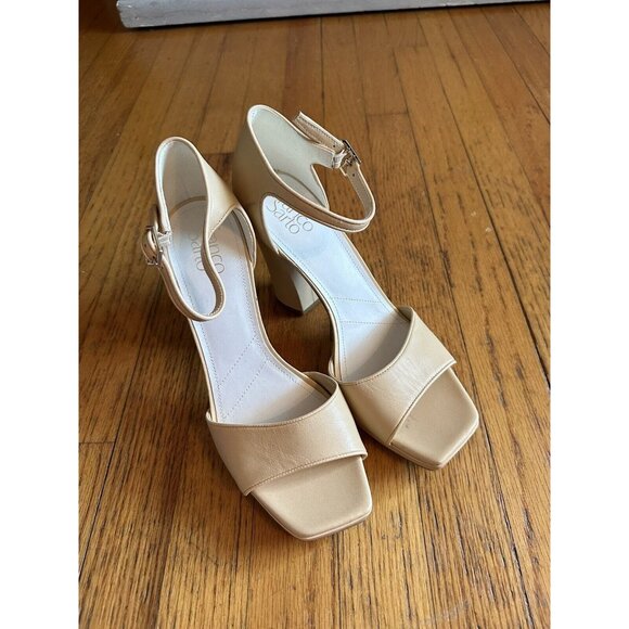 Franco Sarto Womens Dima Sandals Block Heel Beige Leather Size 8.5M (B) - Picture 2 of 8
